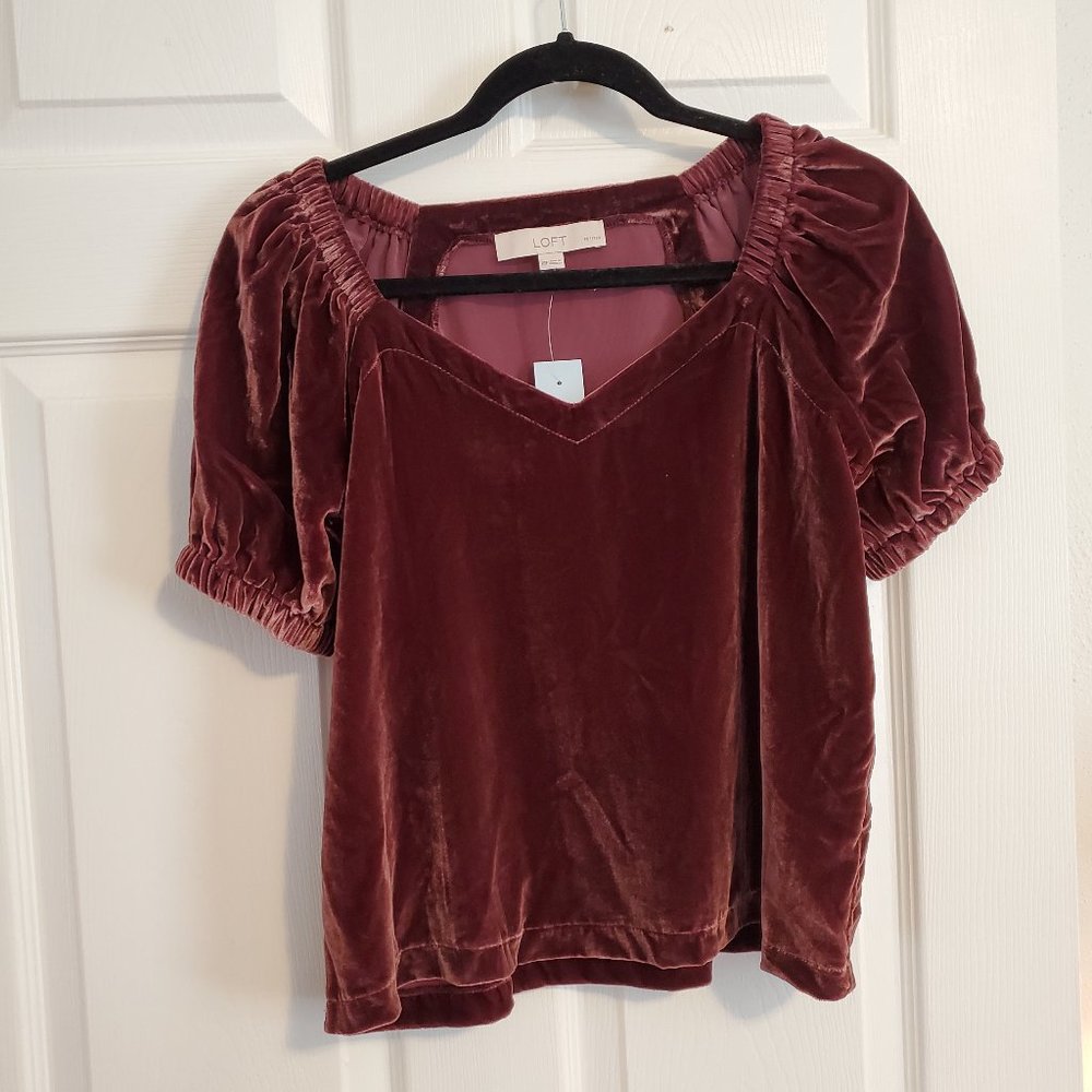 LOFT petite  Mauve velvet blouse